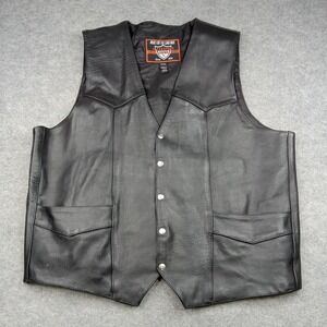 Interstate Leather Vest Mens‎ 3XLT XXXL Biker Snap Front Pockets Tall Motorcycle